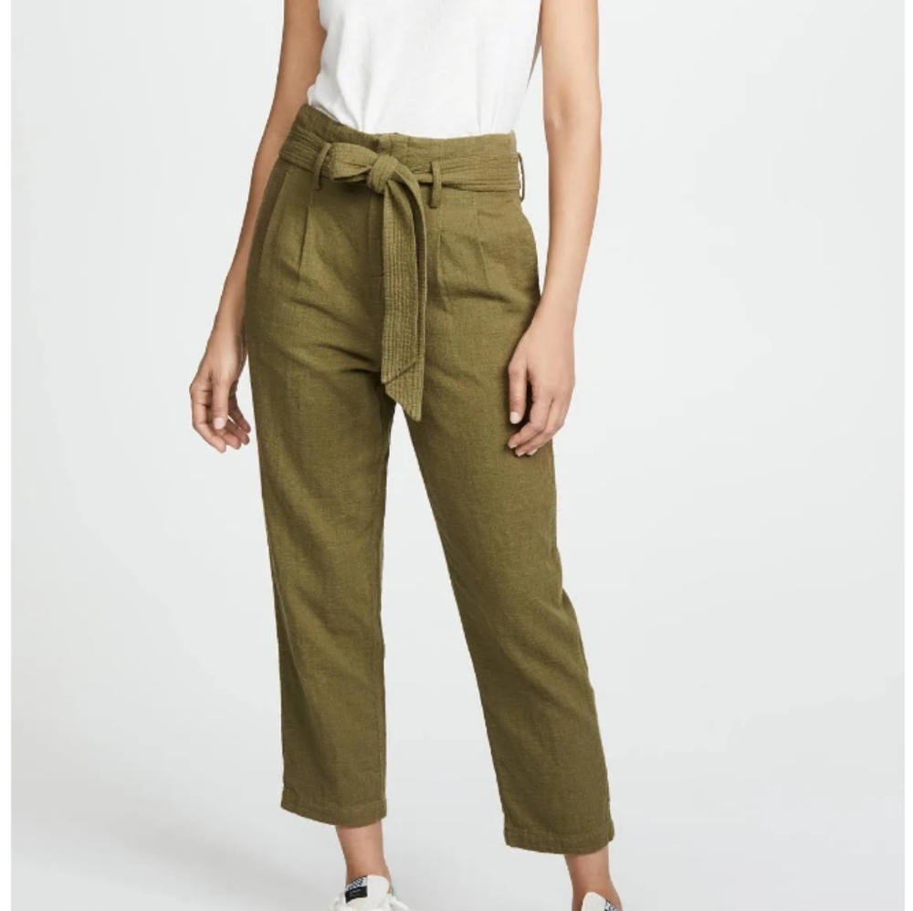 Adriano Goldschmied Darena Olive Green Pant Tie Waist Cotton